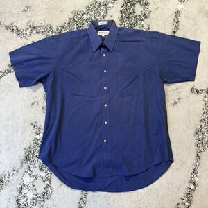 Givenchy‎ Monsieur Shirt Mens Size 17 Blue Button Up Cotton Short Sleeve Casual